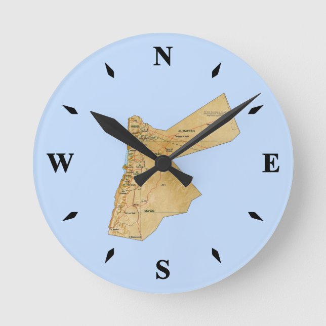 Reloj de mapas de Jordania (Anverso)