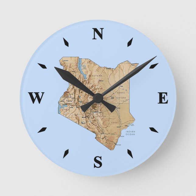 Reloj de mapas de Kenia (Anverso)