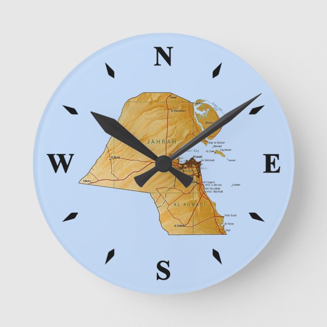 Reloj de mapas de Kuwait (Anverso)