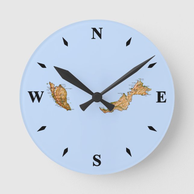 Reloj de mapas de Malasia (Anverso)