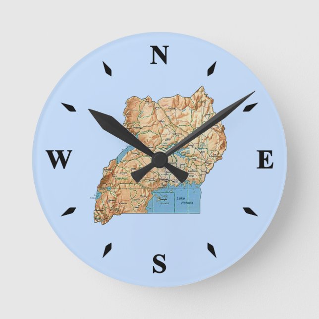 Reloj de mapas de Uganda (Anverso)