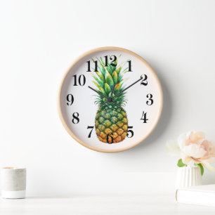 Reloj de Marco de Madera-Estampa de Piña