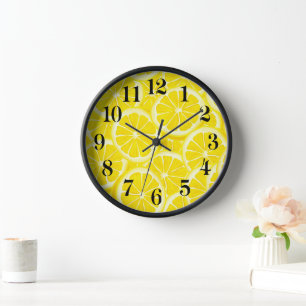 Reloj de marco de madera - Estampado de limones