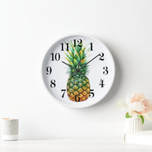 Reloj de marco de madera-estampado de piña
