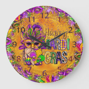 Reloj de Mardi Gras, color feliz gancho de Mardi G