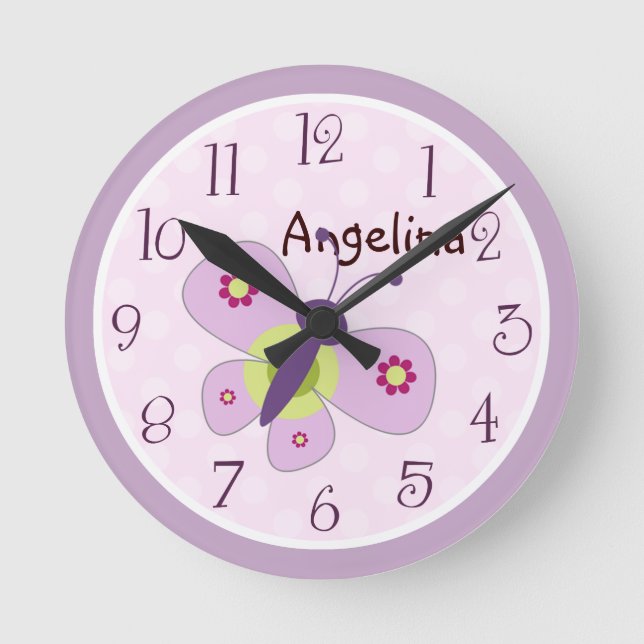 Reloj de mariposa de lavanda personalizado (Anverso)