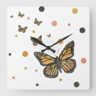 Reloj de mariposa monarca cuadrado