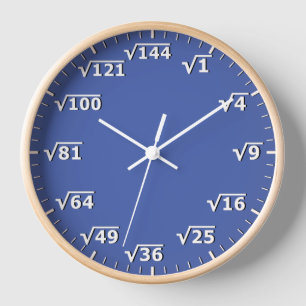 Reloj de matemáticas de raíz cuadrado azul