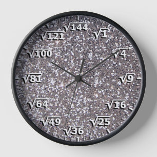 Reloj de matemáticas de raíz cuadrado plateado