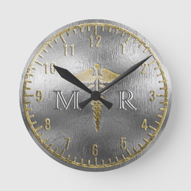 Reloj de Médica plateado monograma (Anverso)
