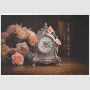 Reloj de mesa francés antiguo 1 Papel de desconcha