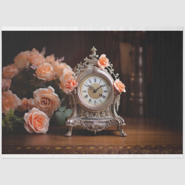 Reloj de mesa francés antiguo 1 Papel de desconcha (Anverso)