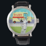 Reloj de Milkman de Ciudad Pequeña Retro<br><div class="desc">Si tienes sed de un diseño moderno de mediados de siglo, este Reloj de Milkman de Ciudad Retro es para ti. El estilo de los años 60, el diseño de arte minimalista cuenta con un dedicado lechero haciendo sus rondas matinales. El rubio lleva pantalones blancos lechosos, camisa y gorra con...</div>
