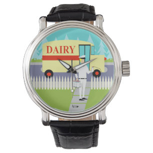 Reloj de Milkman de Ciudad Pequeña Retro