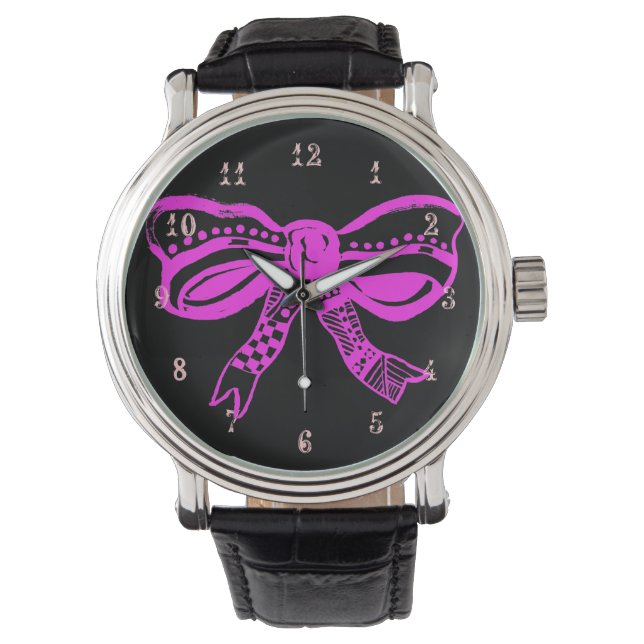 Reloj de moda de Bow rosa (Anverso)