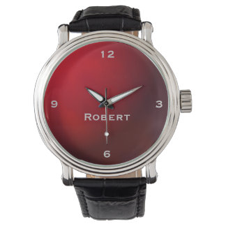 Reloj de monograma de gradiente metálico rojo