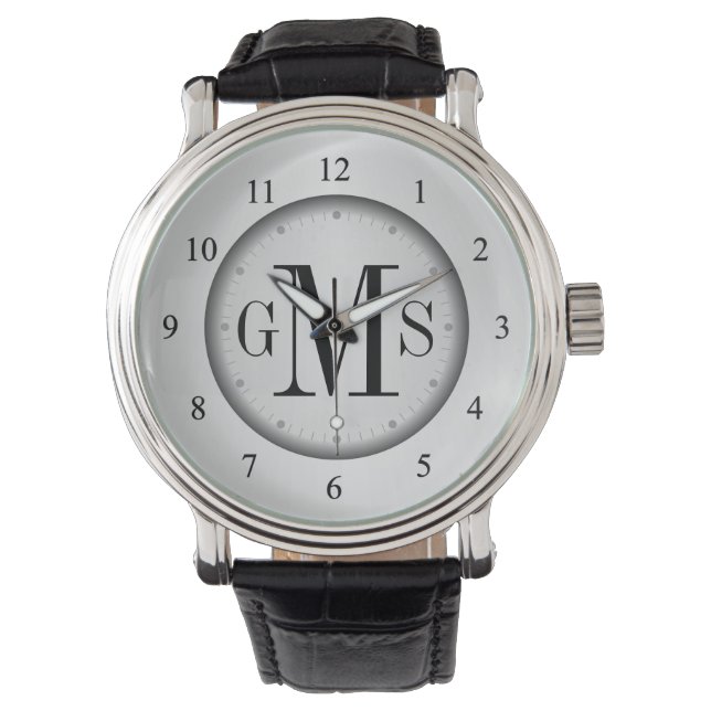 Reloj de monograma personalizado de clase masculin (Anverso)