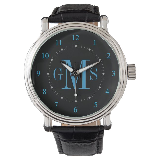 Reloj de monograma personalizado de clase masculin (Anverso)