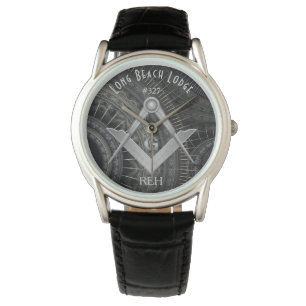 Reloj de monogramado moderno fractal masónico