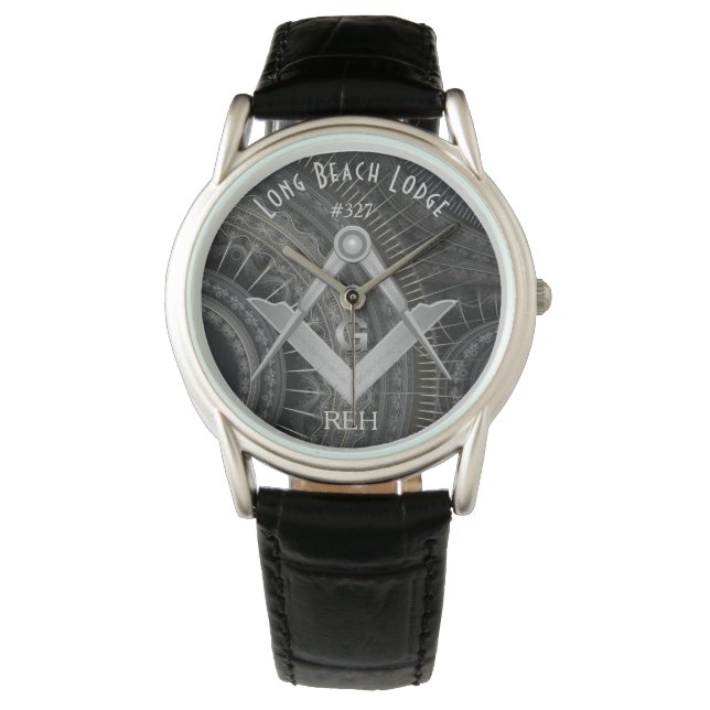 Reloj de monogramado moderno fractal masónico (Anverso)
