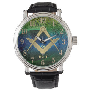 Reloj de monogramado moderno fractal masónico