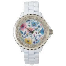 Reloj de mujeres con flores estilo acuarela