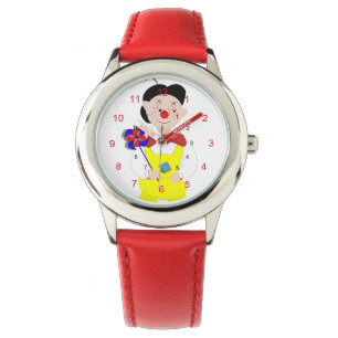 Reloj de muñeca colorida con payaso de circo