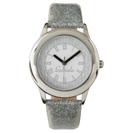 Reloj de muñeca con estampado gris con nombre oval