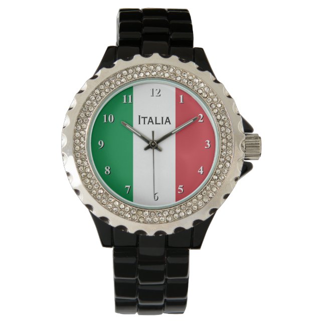 Reloj de muñeca de bandera italiana para hombres y (Anverso)