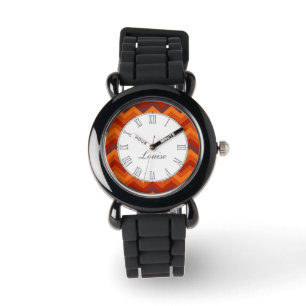 Reloj de muñeca de nombre de impresión rojo y nara
