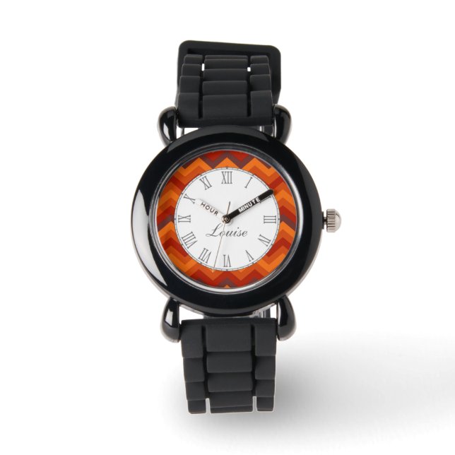 Reloj de muñeca de nombre de impresión rojo y nara (Anverso)
