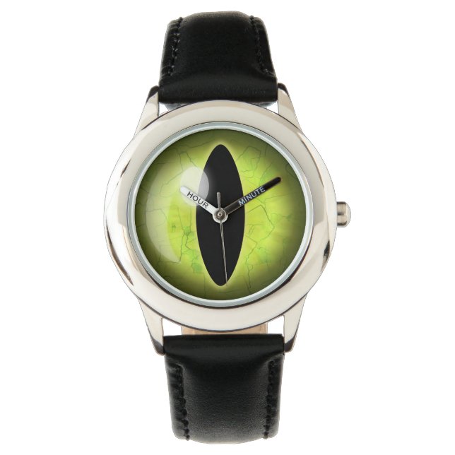 Reloj de muñeca de Ojo de gato amarillo verde limó (Anverso)