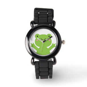 Reloj de muñeca de rana verde feliz