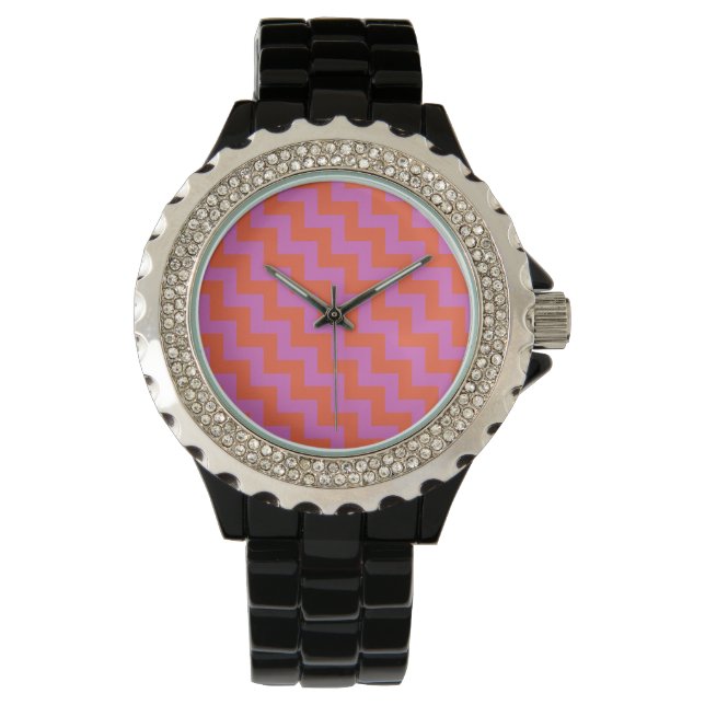 Reloj de muñeca Diamante de imitación: Magenta, Na (Anverso)