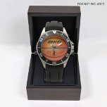 Reloj de muñecas de baloncesto personalizado<br><div class="desc">Este reloj de pulsera de hombres personalizado es la manera perfecta de mostrar tu amor por el partido de baloncesto. El reloj cuenta con un dial de baloncesto diseñado por un personalizado con tu nombre, posición jugada, y el EST. También puedes añadir una firma electrónica falsa para hacer que el...</div>