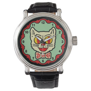 Reloj de muñecas de gato vintage de los años 1940