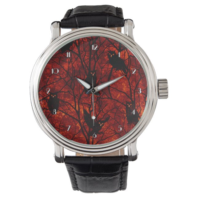 Reloj de muñecas de recogida de atardecer de búhos (Anverso)