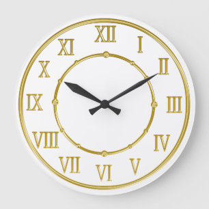 Reloj de muros de cocina romano dorado