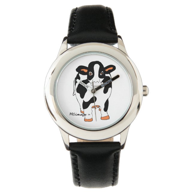 Reloj de niños de vacas blancas y negras (Anverso)