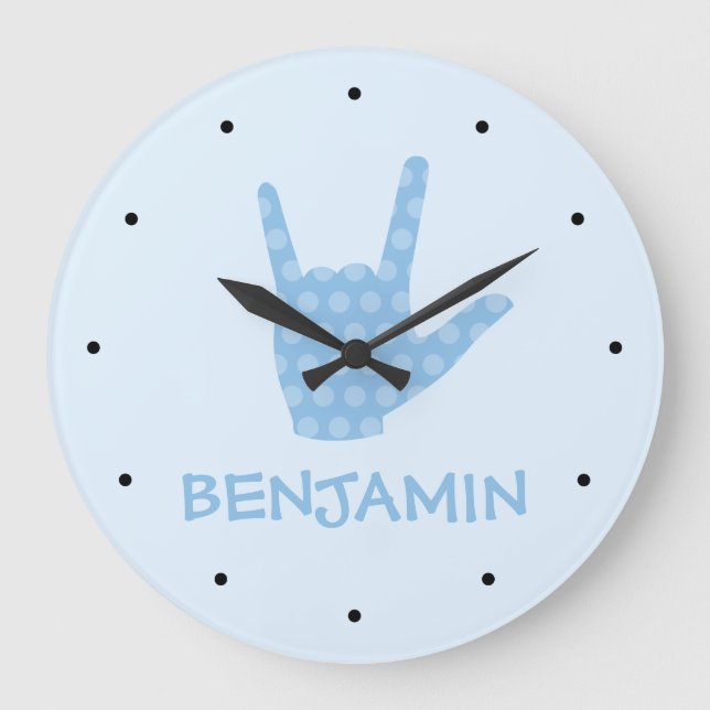 Reloj de nombre de niño en lenguaje de señas te am (Anverso)