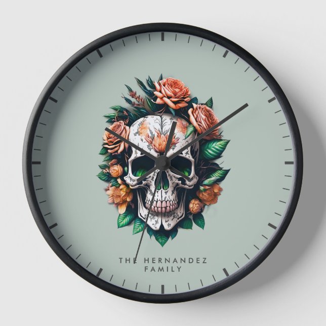 Reloj de nombres de familia Dia de Los Muertos (Anverso)