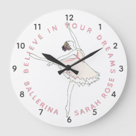 Reloj de nombres personalizado de Chica Ballerina