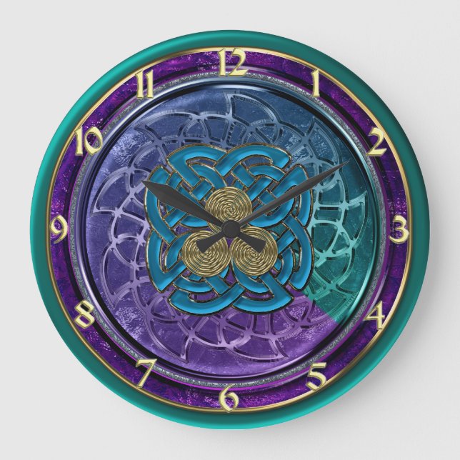 Reloj de nudos celtas metálicos de oro azul morado (Anverso)