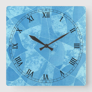 Reloj de Numerales Romanos Cuadrado de Vidrio Azul