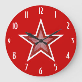 Reloj de números de Estrella Roja todo rojo