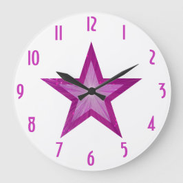 Reloj de 'números' de estrella rosa todo blanco
