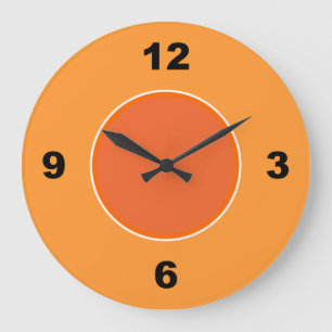 Reloj de números negros grandes de dos Naranjas de