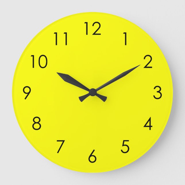 Reloj de números negros grandes de limón amarillo (Anverso)