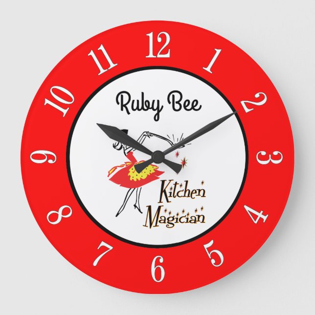 Reloj de números retro de los Personalizados Kitch (Anverso)