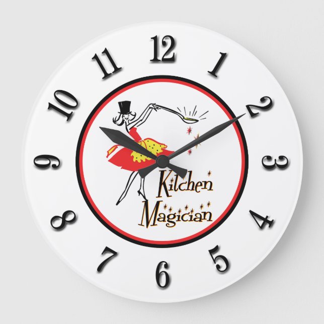 Reloj de números retro negros de la cocina (Anverso)